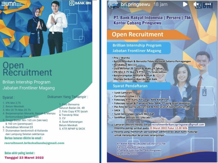 Lowongan Kerja Teller Bank BRI Di Kabupaten Penukal Abab Lematang Ilir
