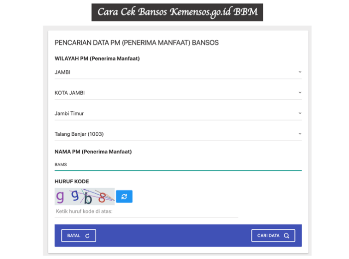 Cek bansos kemensos