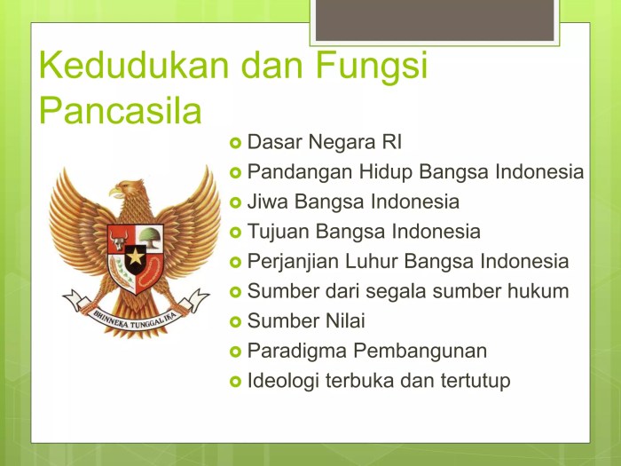 Kedudukan dan fungsi pancasila