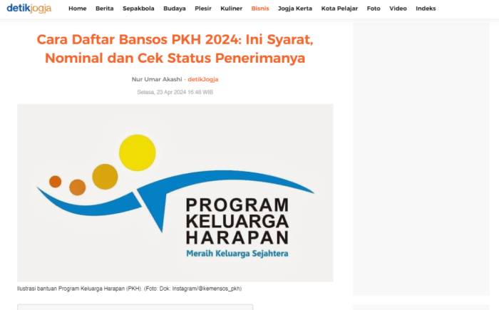 Daftar bansos pkh